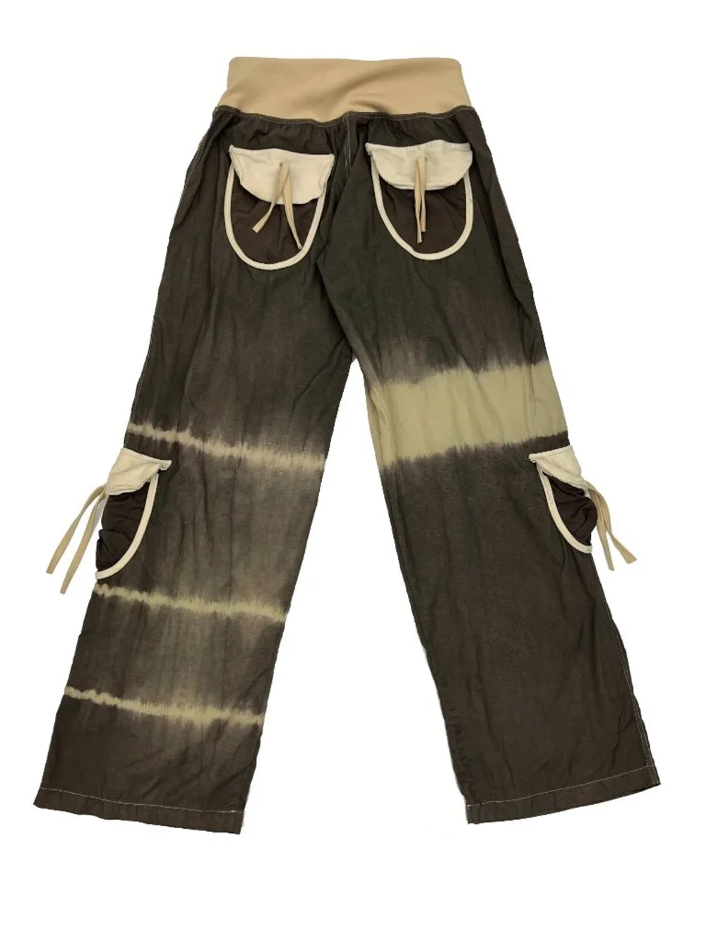 Wide Leg Tie Dye Cargo Elastic Waist Drawstring Baggy Womens S/M
